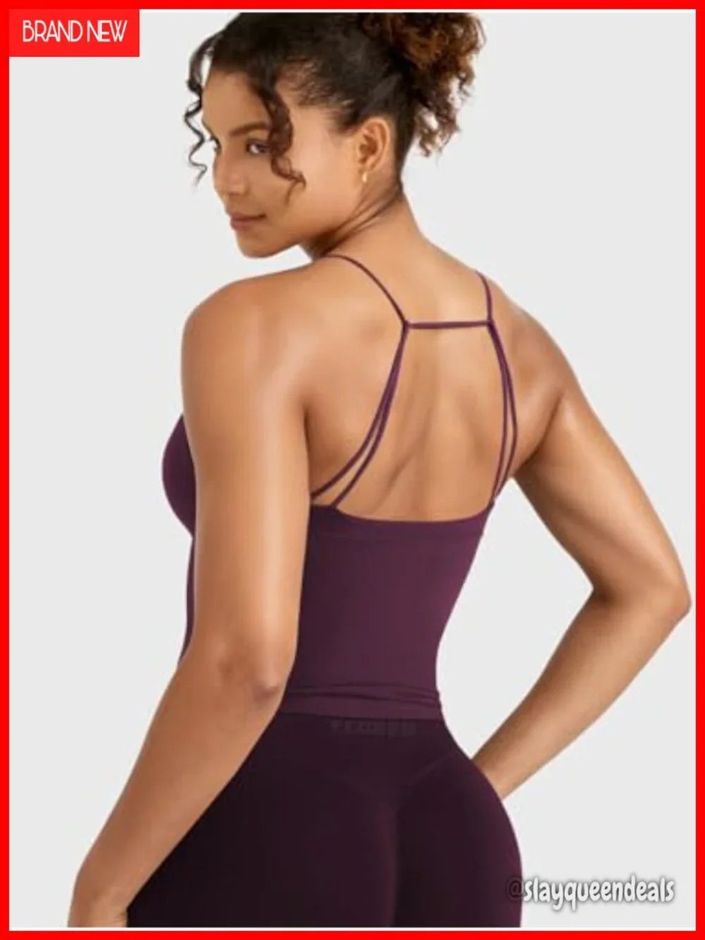 Slim Fit Seamless Workout Tank Top Twist Front Sports Bra Open Back